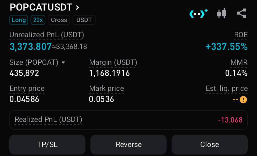 Ảnh chụp màn hình kết quả lệnh trade Short PARTIUSDT trên Bitget