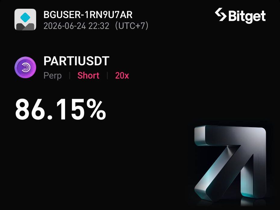 Ảnh chụp màn hình kết quả lệnh trade Short PARTIUSDT trên Bitget