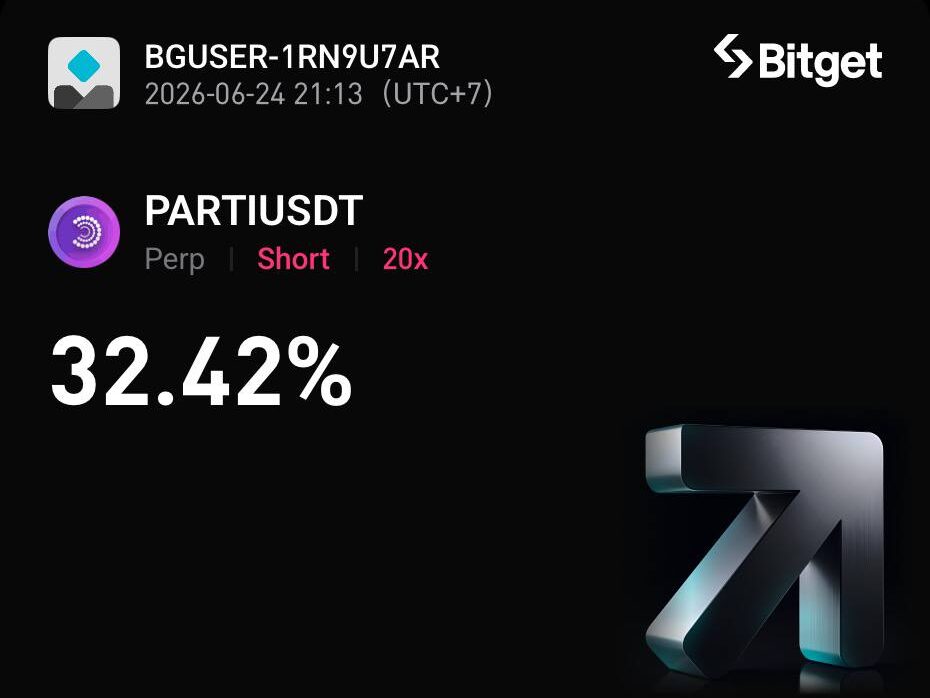 Ảnh chụp màn hình kết quả lệnh trade Short PARTIUSDT trên Bitget
